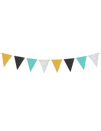 Guirlande de fanions à pois blanc pour fête multicolore en carton