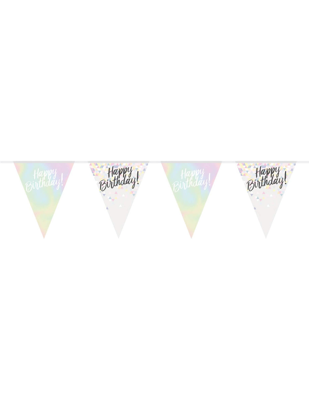 Пластмасова гирлянда с флагчета Happy Birthday за рожден ден в пастелни ирисиращи цветове