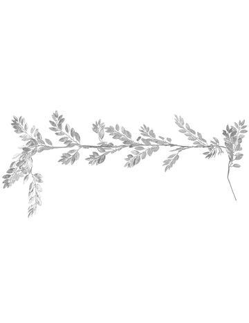 1,75 м сребърна гирлянда от листа за коледна маса