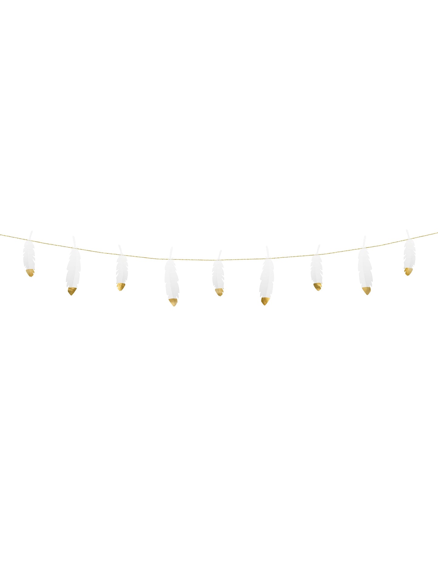 Guirlande de plumes mariage pour fête blanches et dorées