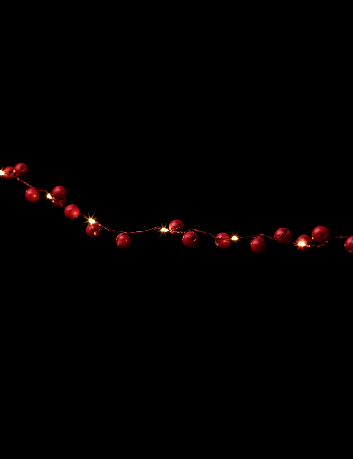Guirlande lumineuse boules en bois pour décoration rouge avec 20 LED