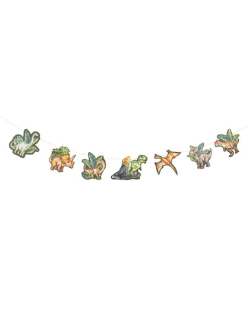 Зелен хартиен гирлянд с динозаври 14 cm x 1,5 м украса за рожден ден