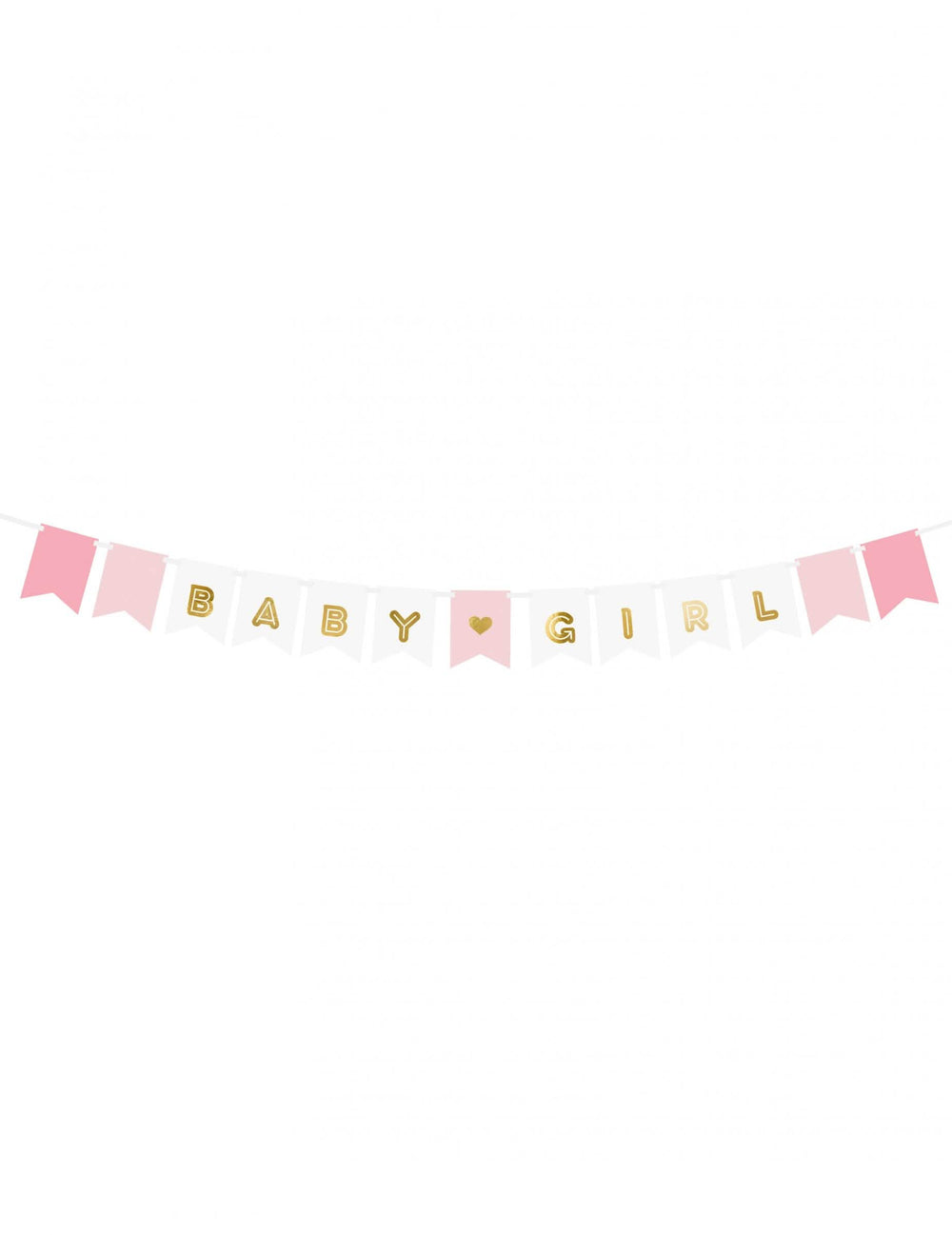 Гирлянда от картон за baby girl за baby shower розов и бял с металически златни букви