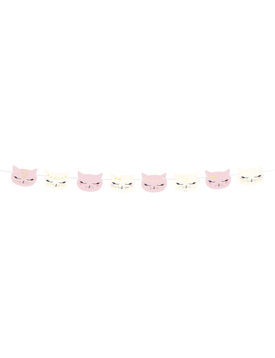 Guirlande en carton chaton pour enfant rose et blanc