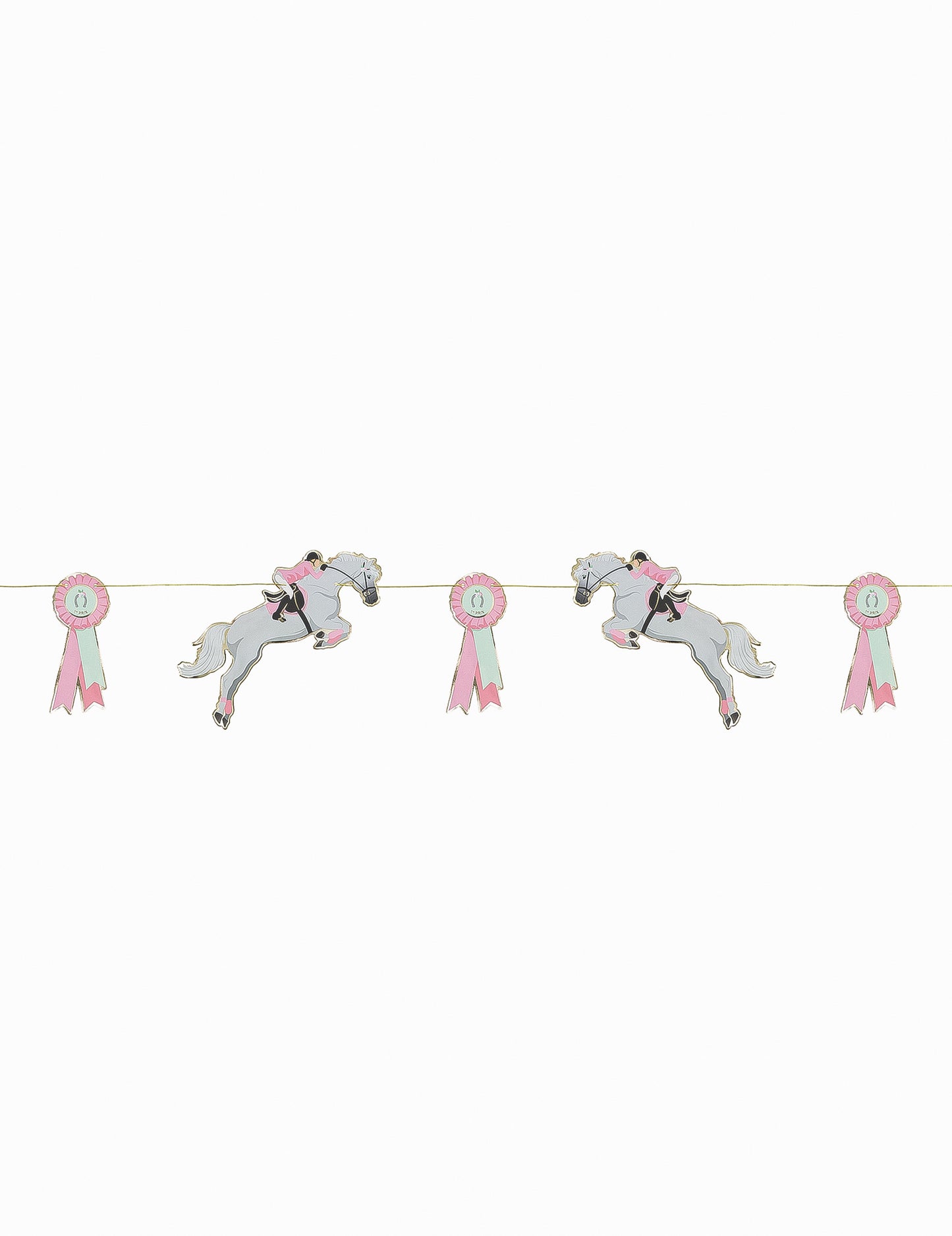 Guirlande en carton cheval pour anniversaire équitation grise et rose