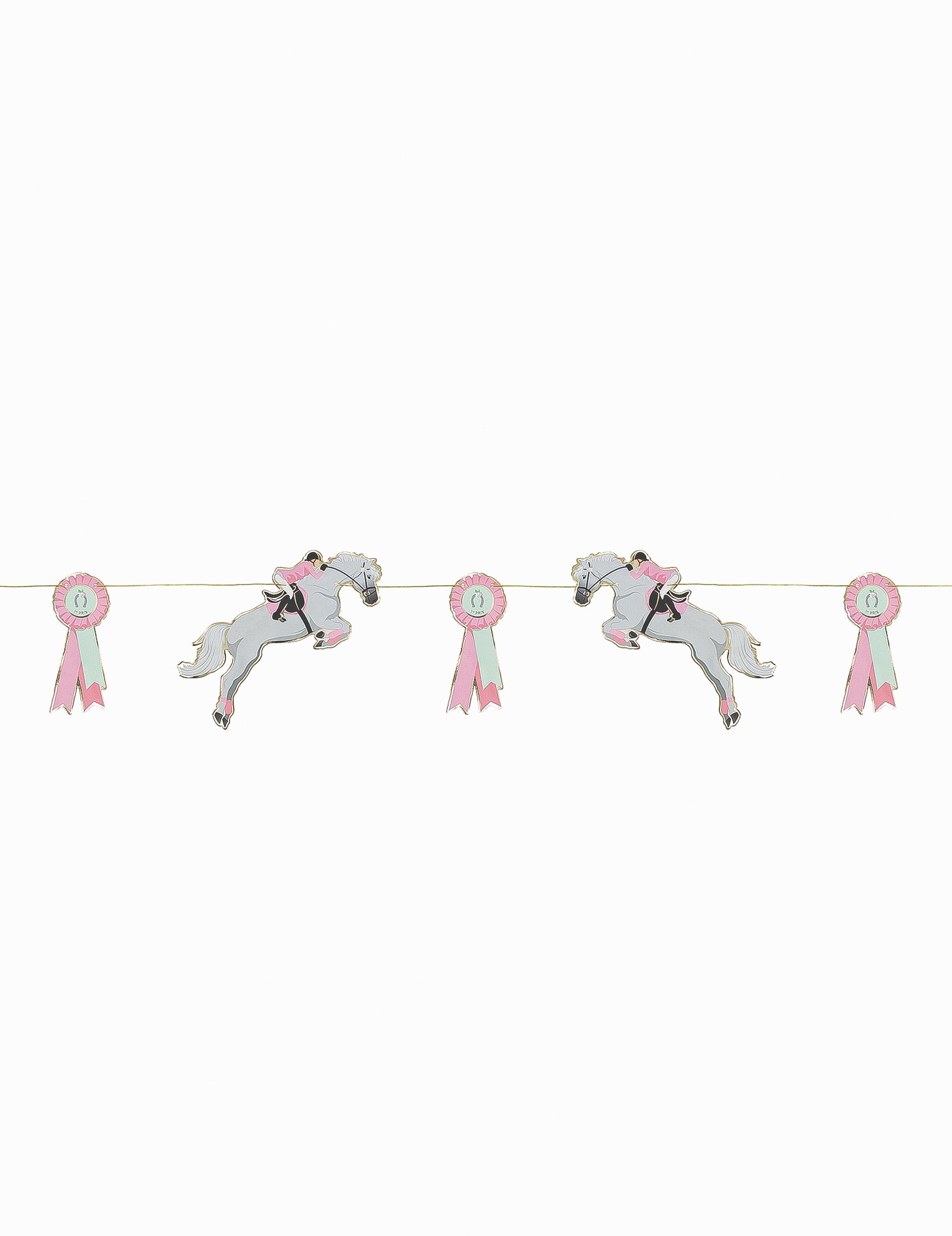 Guirlande en carton cheval pour anniversaire équitation grise et rose