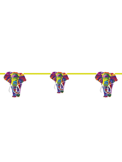 Guirlande en carton éléphant pour anniversaire multicolore