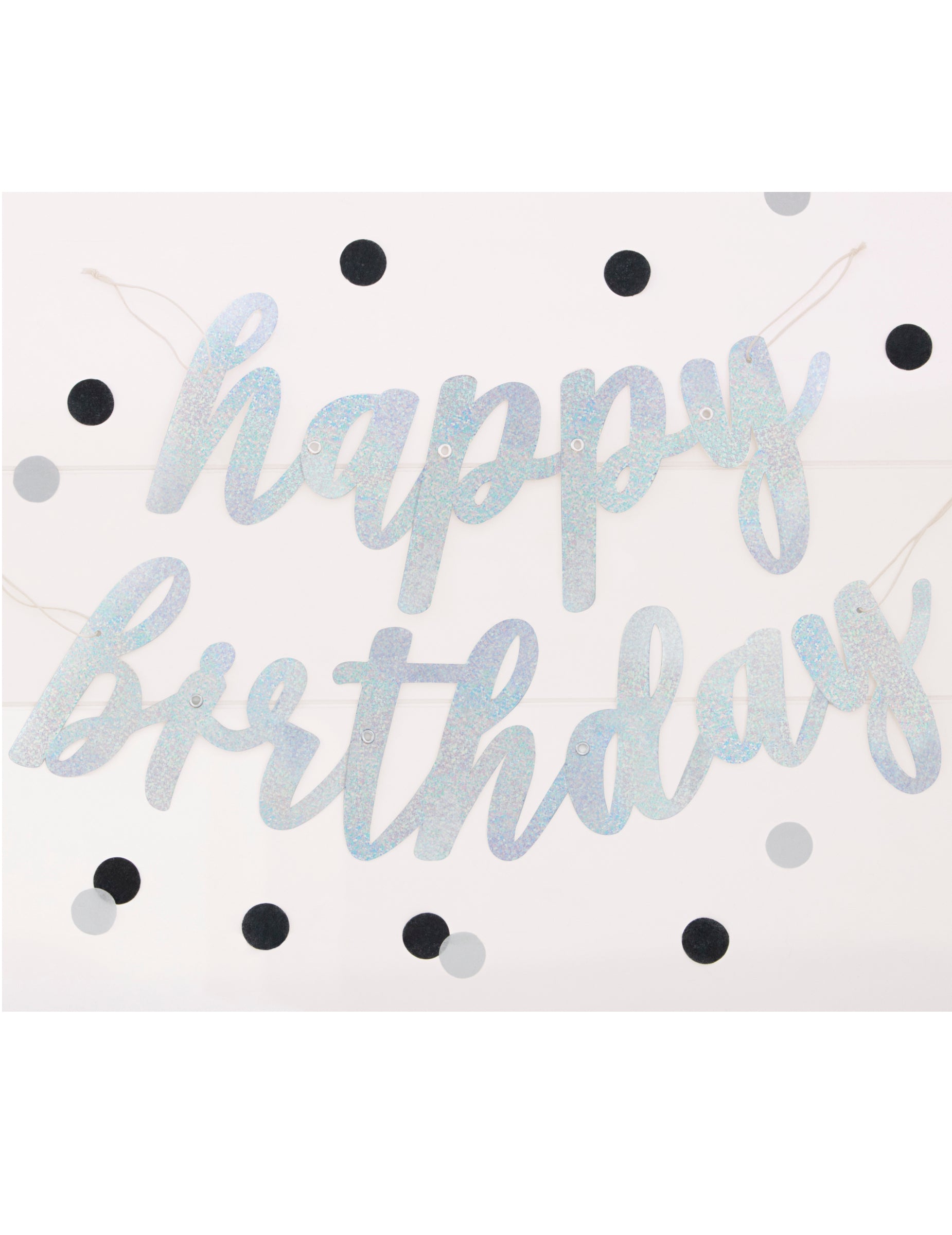 Guirlande en carton Happy Birthday pour anniversaire argenté pailleté