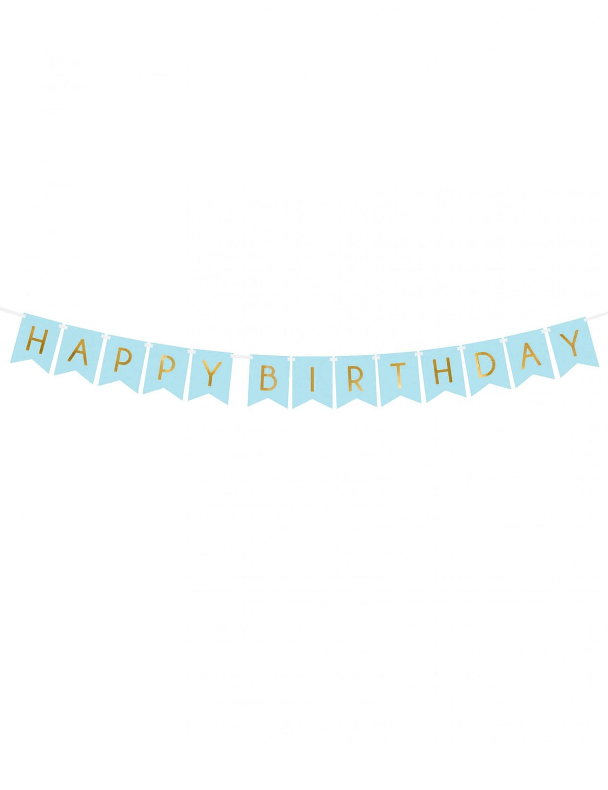 Гирлянда от картон Happy Birthday за рожден ден в синьо и металическо златно