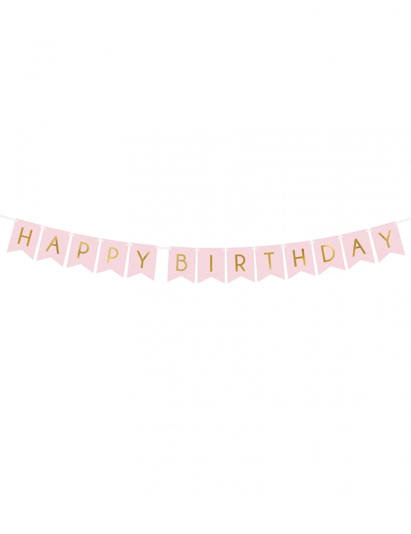 Guirlande en carton Happy Birthday pour anniversaire rose et dorée