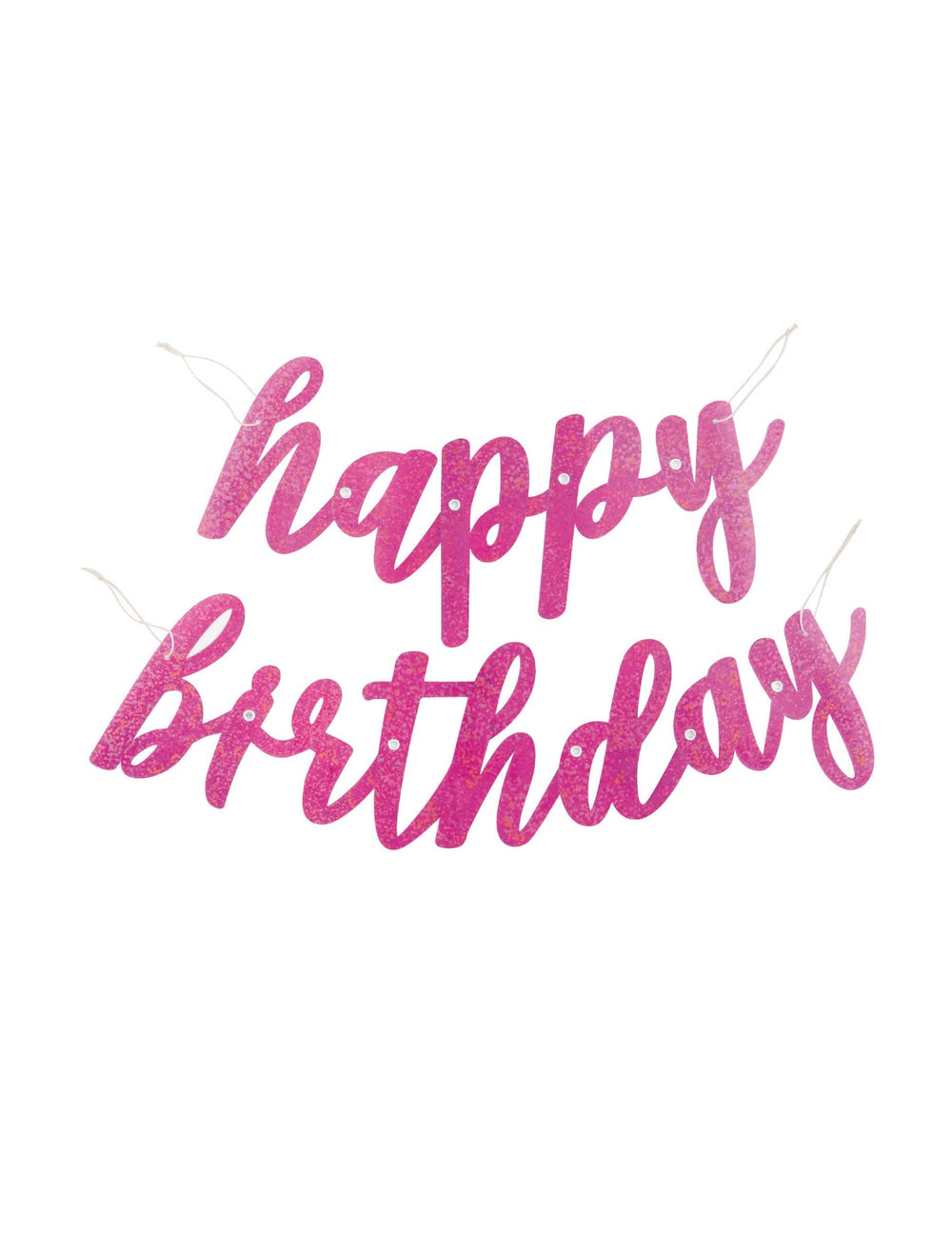 Гирлянда от картон Happy Birthday за рожден ден розов с брокат
