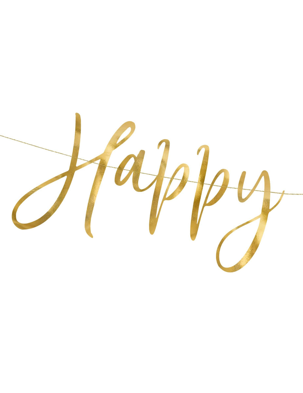 Близък план на надписа Happy на картонената гирлянда happy new year