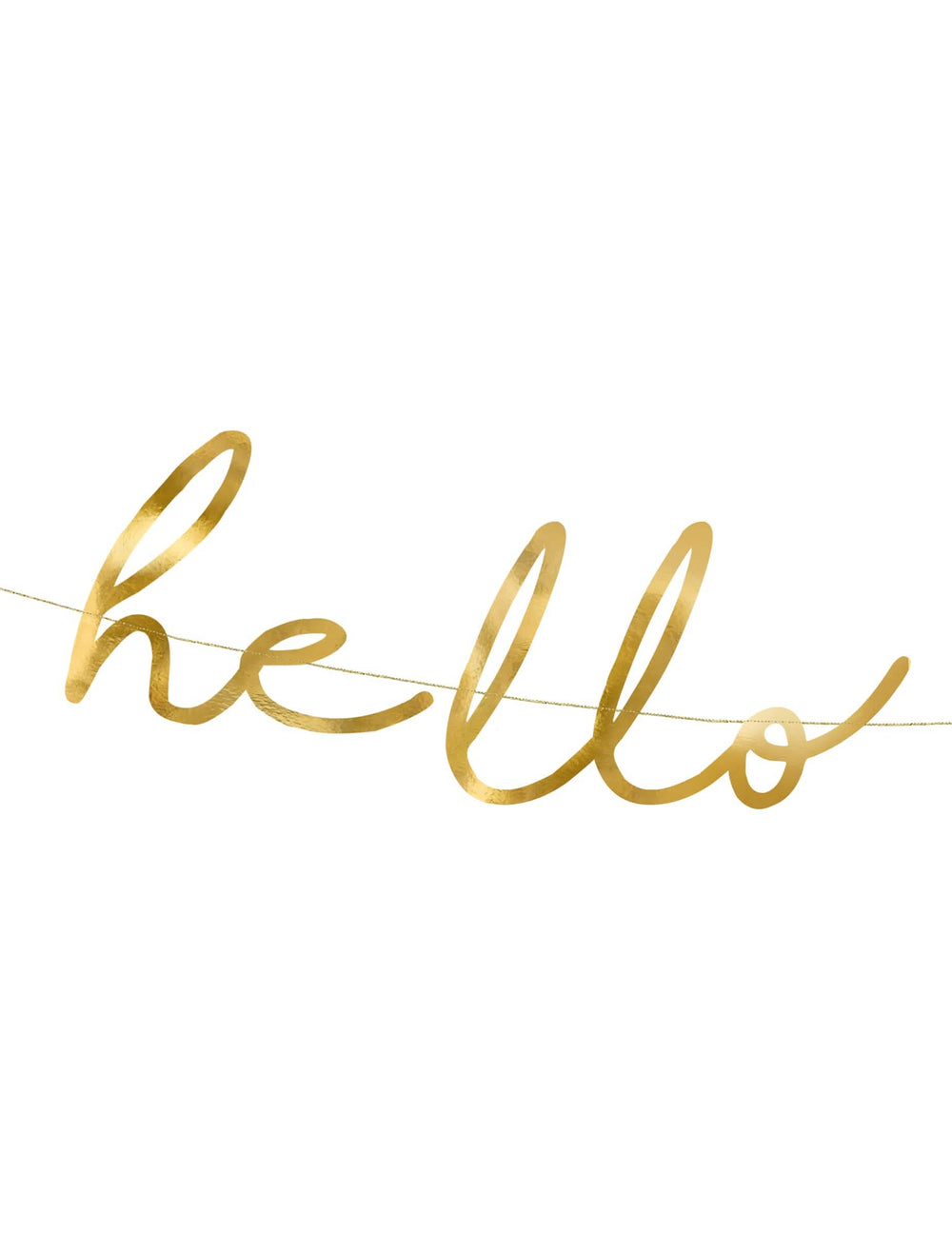 Крупен план на думата hello от картонената гирлянда hello baby за baby shower
