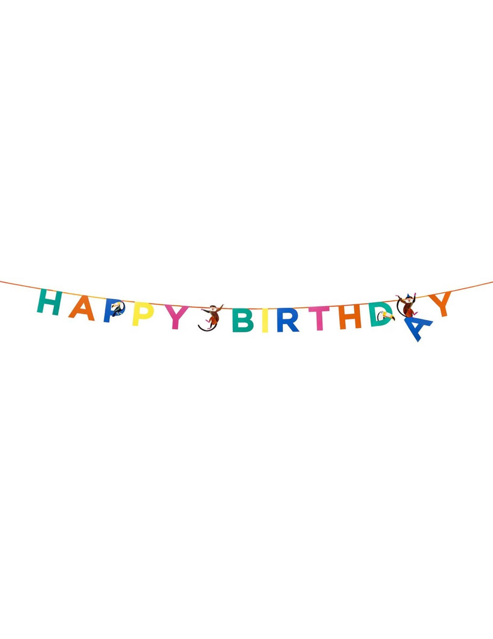 Общ преглед на картонената гирлянда Party животно Happy Birthday джунгла