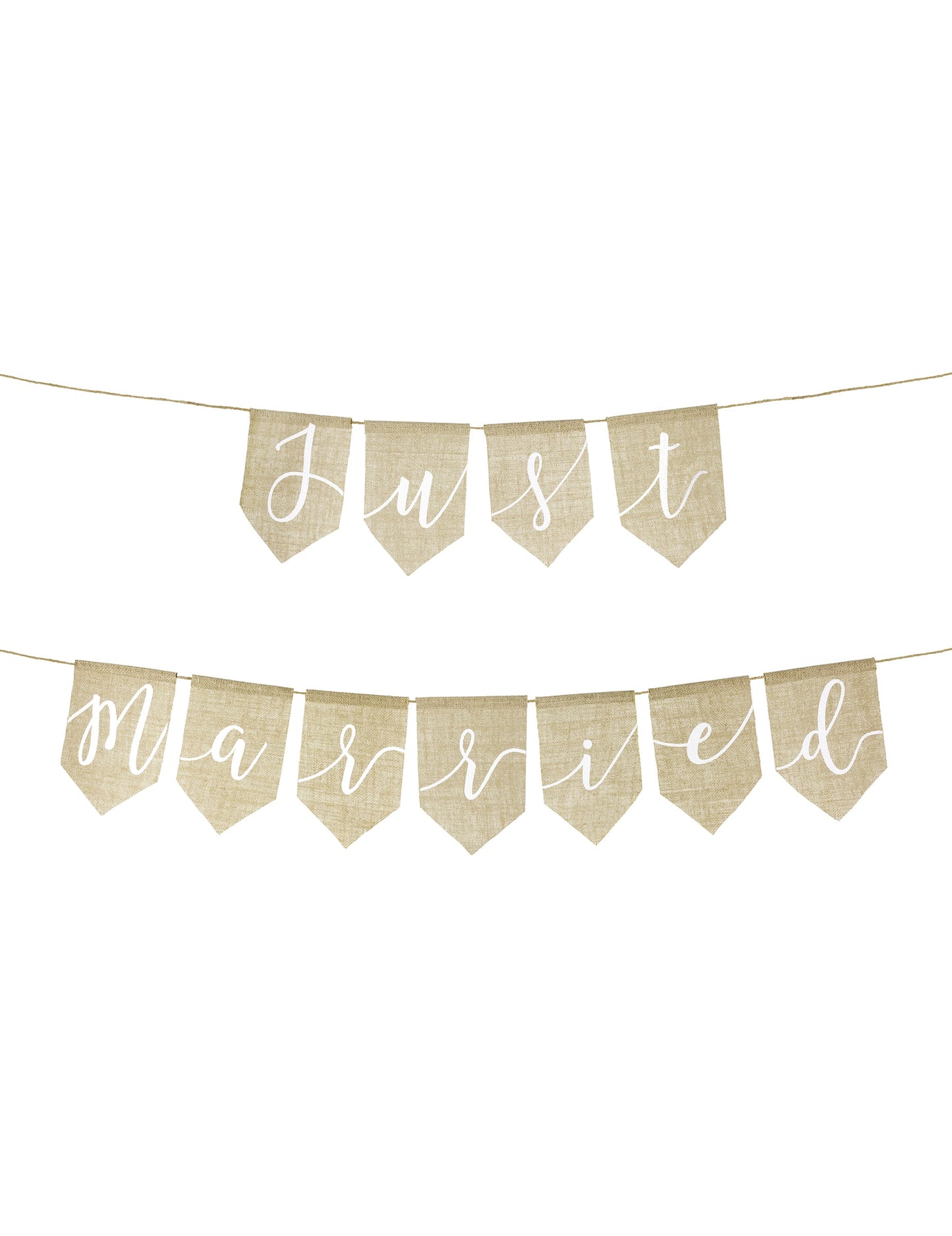 Guirlande Just Married pour mariage en jute naturelle style champêtre
