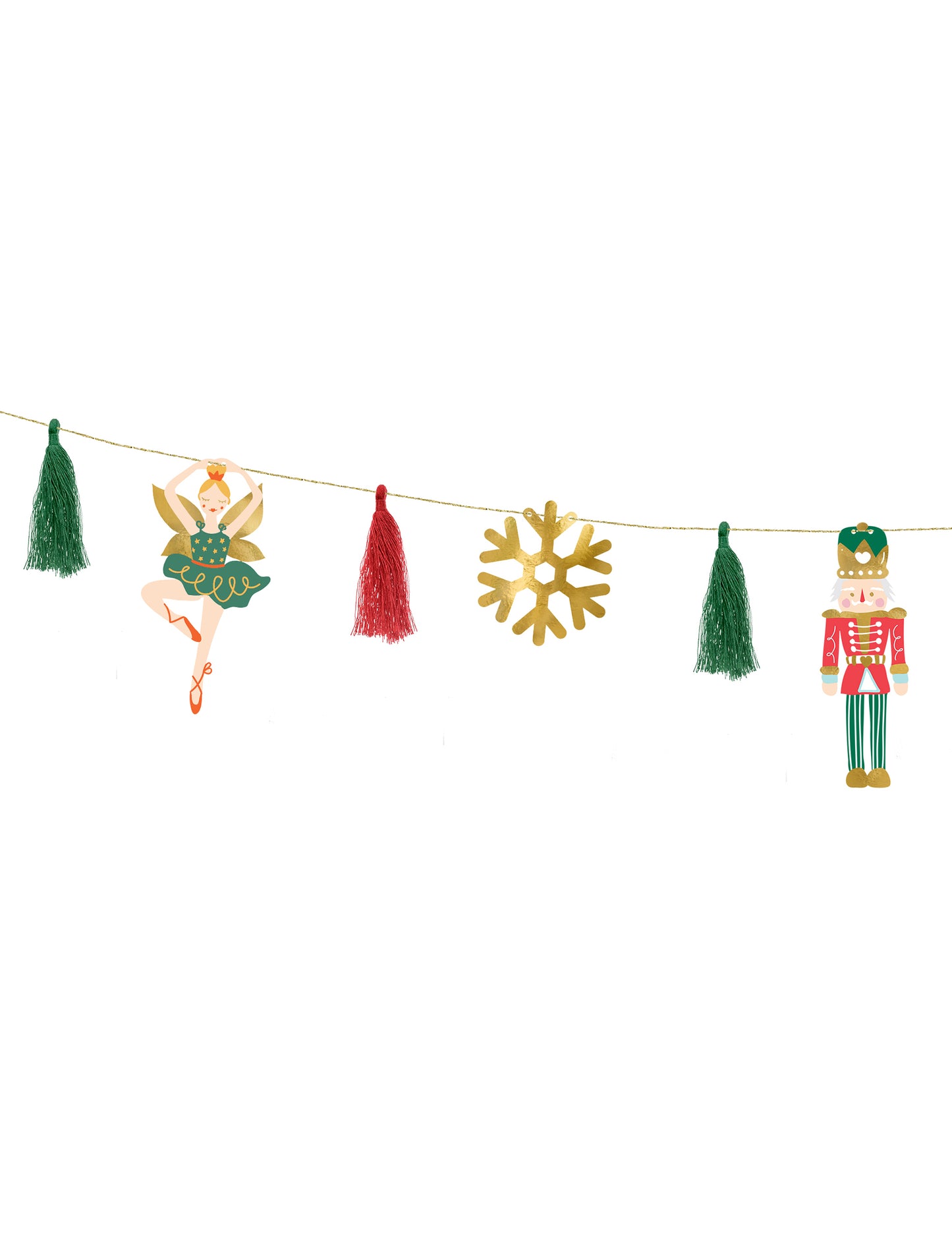 2-метрова коледна хартиена гирлянда с дизайни на лешникотрошачката, балерината и помпони