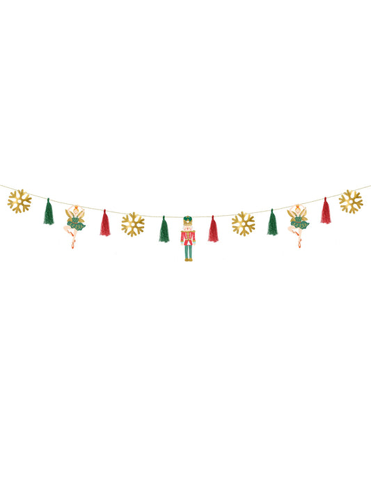 Vue d'ensemble de la guirlande en papier casse noisette et ballerine pour noël