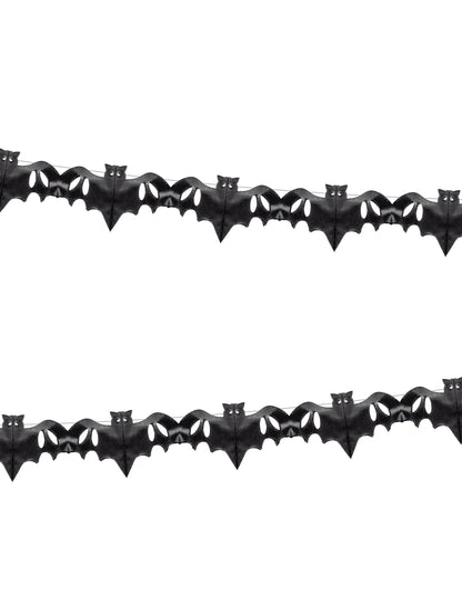 Guirlande en papier chauve-souris pour décoration Halloween noire
