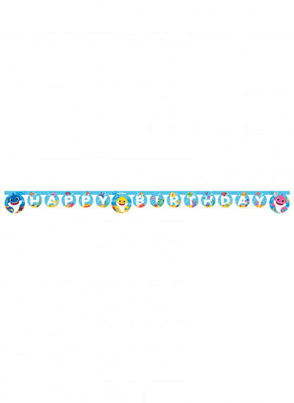 Vue d'ensemble de la guirlande en papier Happy Birthday Baby Shark