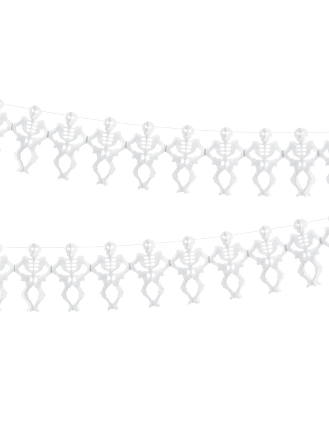 Guirlande en papier squelette pour Halloween blanche