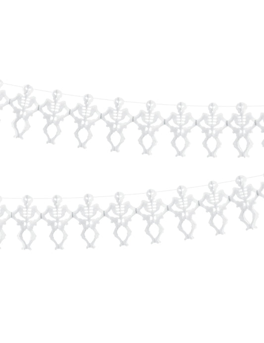 Guirlande en papier squelette pour Halloween blanche