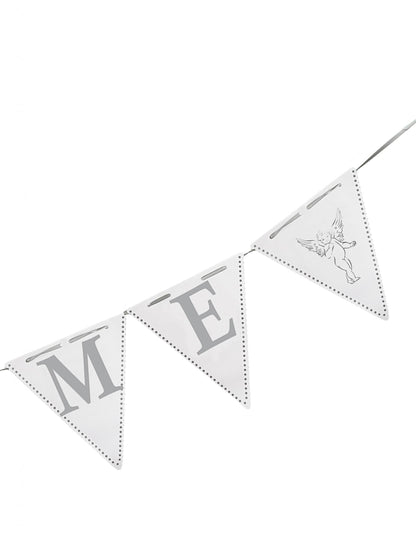Гирлянд с флагчета за кръщене 6 метра бял и сребърен 