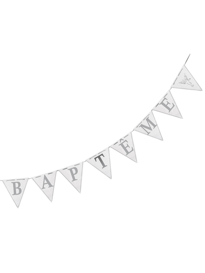 Гирлянд с флагчета за кръщене 6 метра бял и сребърен 