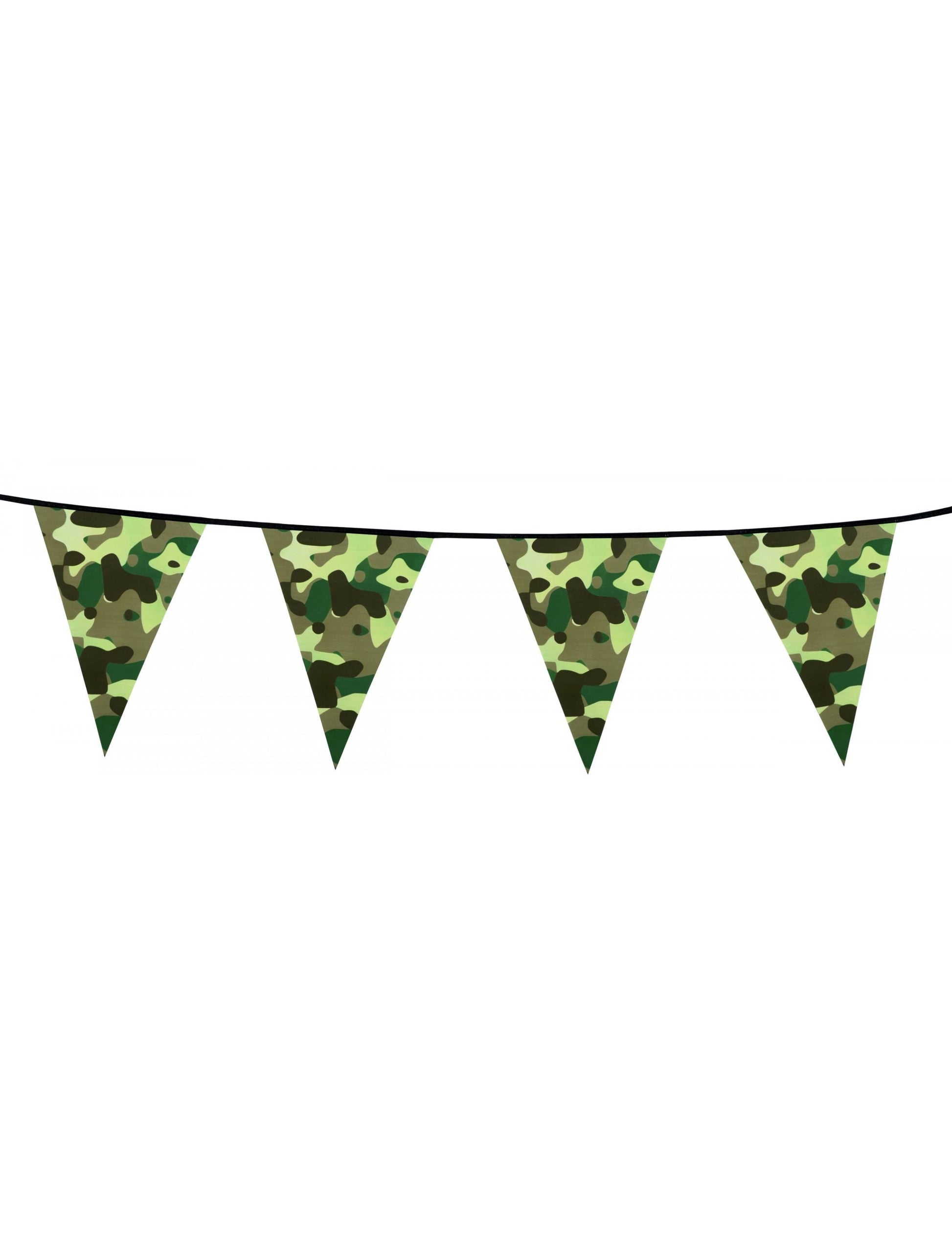 Guirlande fanions papier Camouflage pour fête 6 m vert et marron