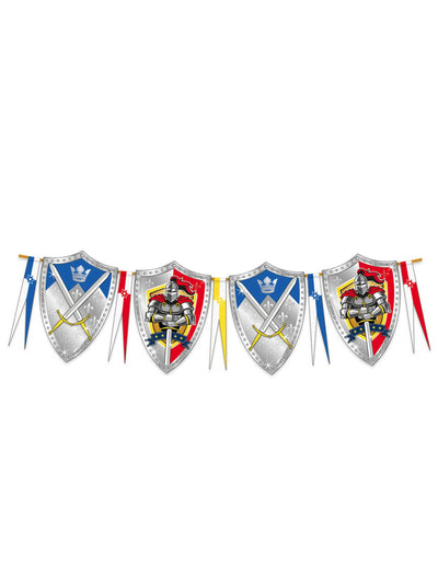 Guirlande chevaliers pour fête multicolore avec écussons et blasons