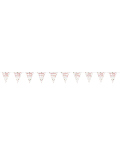 Vue d'ensemble de la guirlande fanions en plastique Happy Birthday