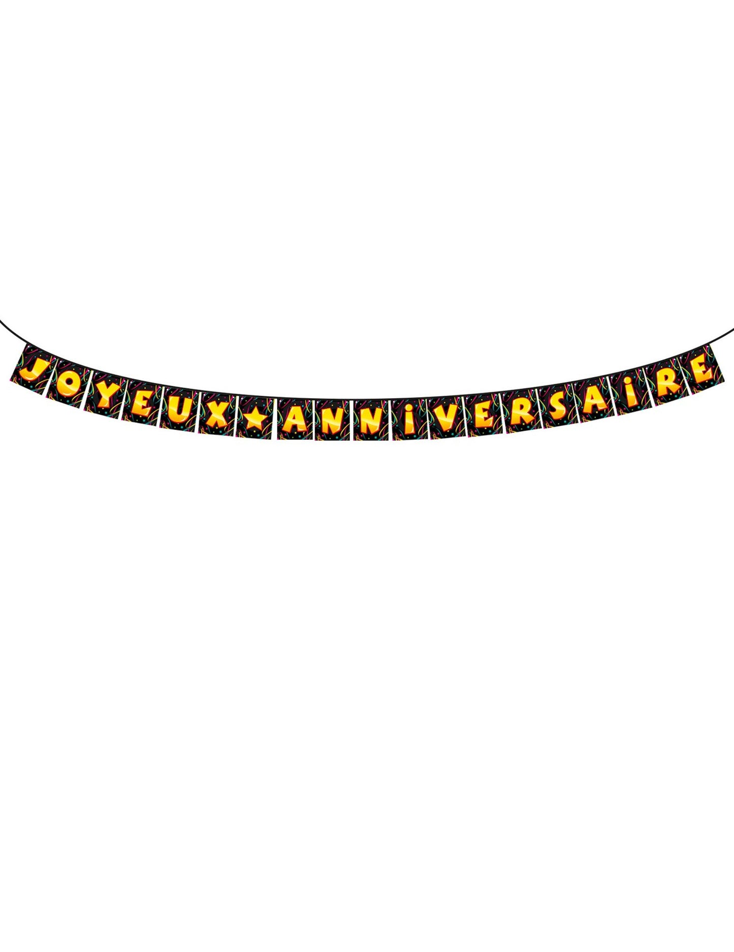 Гирлянда с флагчета за щастлив рожден ден за парти в черно и жълто