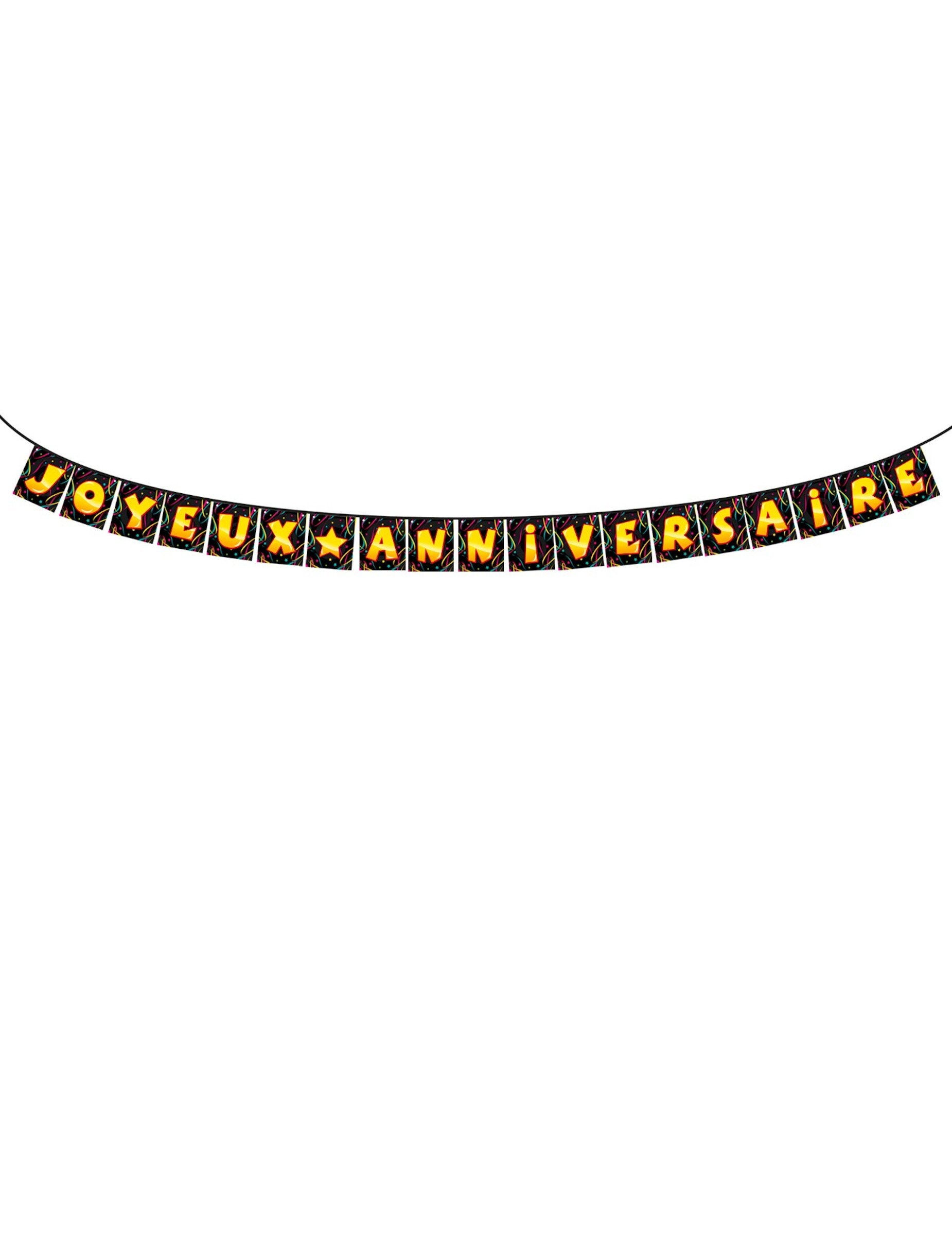 Гирлянда с флагчета за щастлив рожден ден за парти в черно и жълто