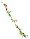 Guirlande style champêtre pour décoration feuillages et fleurs rouges