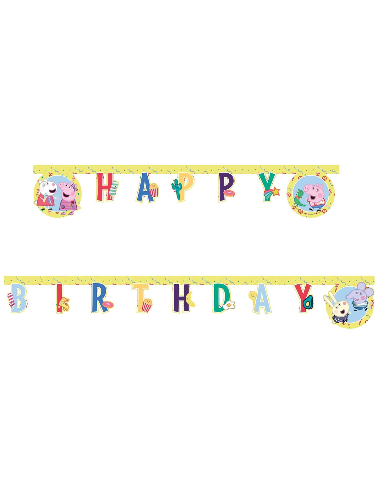 Мизансцена за парти с гирлянда Happy Birthday Пепа Прасето