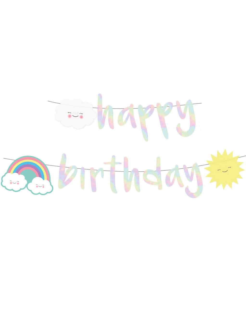 Гирлянда happy birthday иридисцентен облак от картон