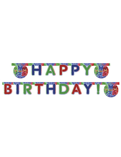 Guirlande Happy Birthday Pyjamasques pour enfant multicolore