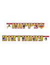 Guirlande Happy Birthday Sam le Pompier pour enfant jaune et rouge