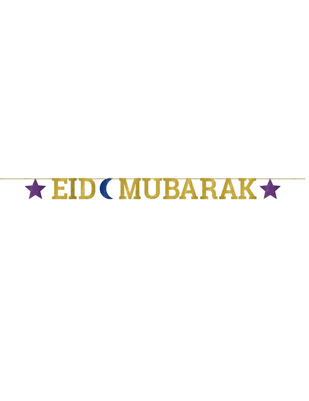 Vue d'ensemble de la guirlande de lettres en carton Aïd Mubarak