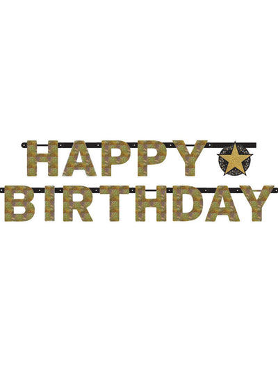 Guirlande lettres Happy Birthday Célébration Étincelante pour fête en carton doré
