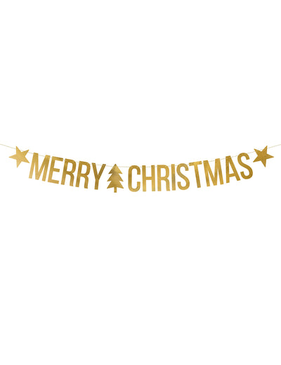 Guirlande Merry Christmas pour Noël dorée en carton