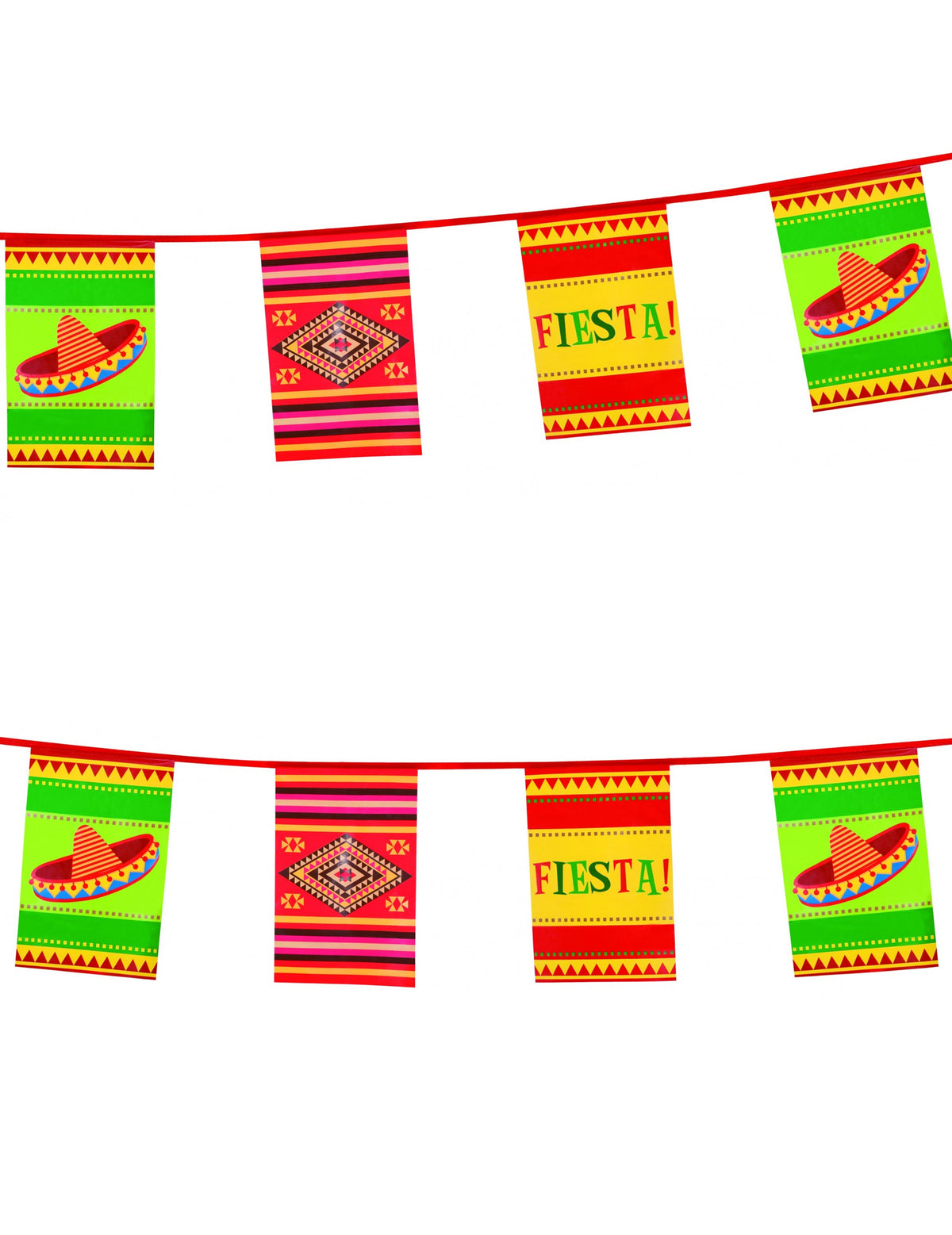 Guirlande mexicaine pour fête en plastique multicolore avec motifs sombreros et fiesta