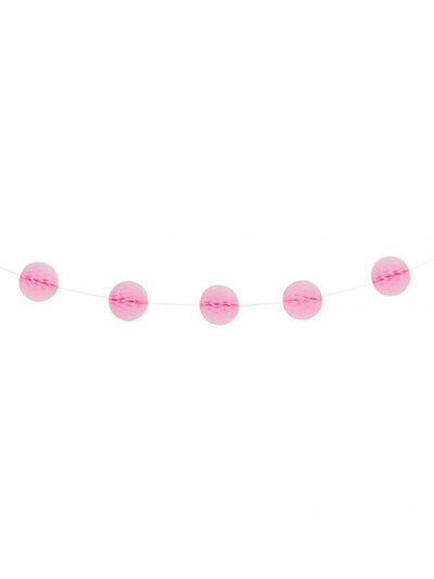 Guirlande boules alvéolées pour fête rose clair