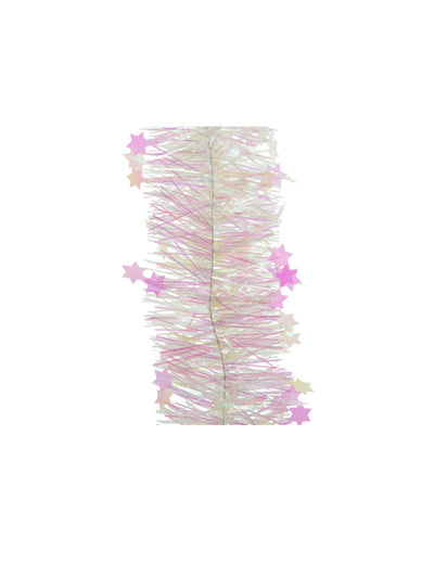 Guirlande iridescente avec étoiles pour sapin reflets roses