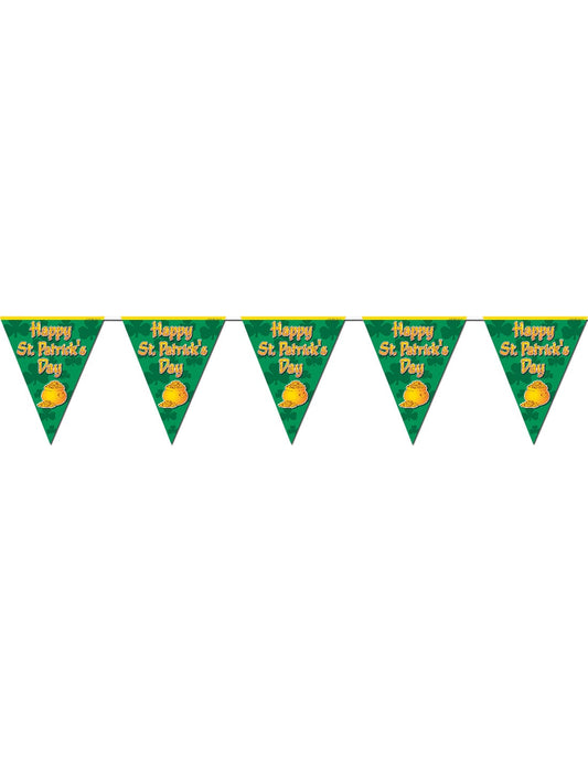 Guirlande fanions Happy St Patrick's Day pour décoration vert avec trèfles et pot d'or