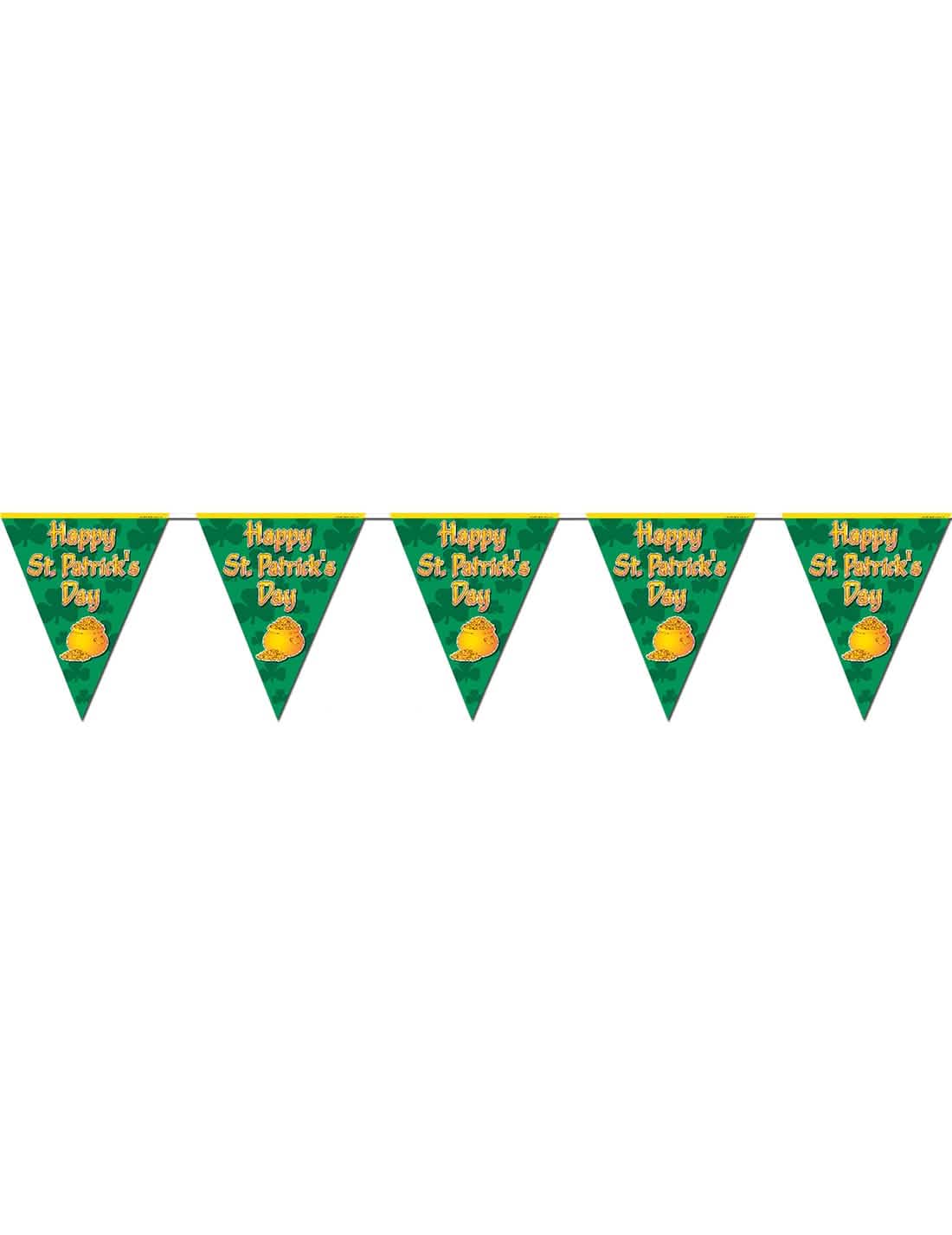 Guirlande fanions Happy St Patrick's Day pour décoration vert avec trèfles et pot d'or