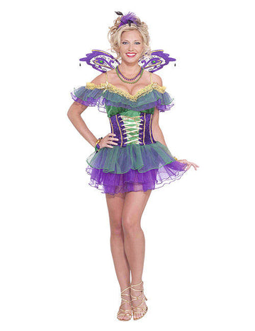 Карнавален костюм Харлекин Фея за дами Приказка лилаво-зелен 