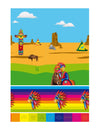 Nappe plastique Indien multicolore avec totem et village de tipis