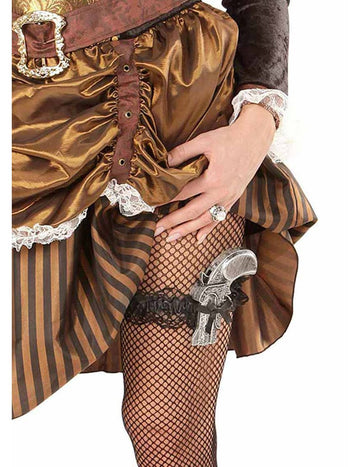 Jarretière avec pistolet pour femme noire et argenté