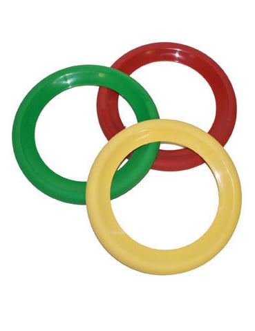 Jeu de 3 anneaux de clown pour enfant vert rouge et jaune