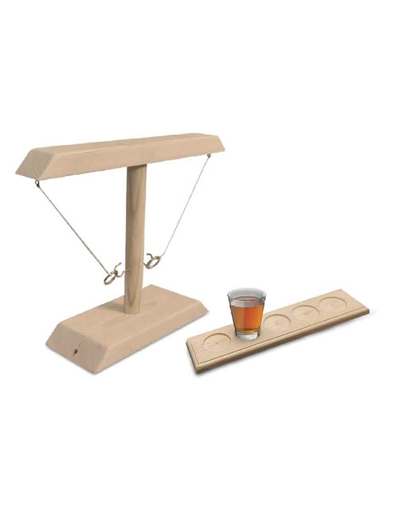 Jeu à boire shoot duel pour adulte en bois avec verre à shot
